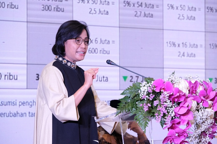 Menteri Keuangan Sri Mulyani menyampaikan sambutan