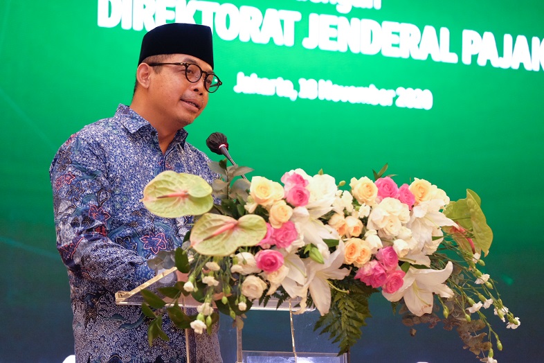 Dirjen Pajak Suryo Utomo menyampaikan sambutan