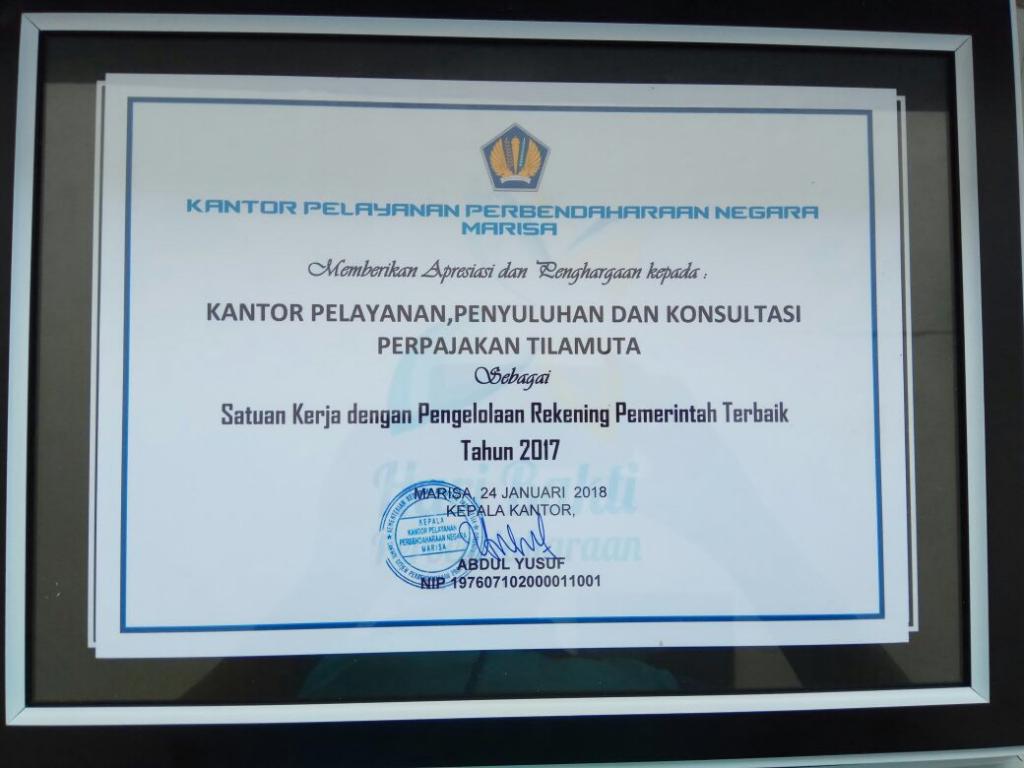 Penghargaan Satuan Kerja dengan Pengelolaan Rekening Pemerintah Terbaik