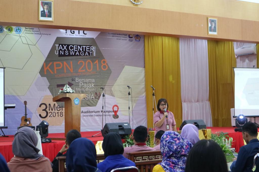 Sambutan Kepala KPP Pratama Cirebon dalam acara Kompetisi Pajak Nasional 2018